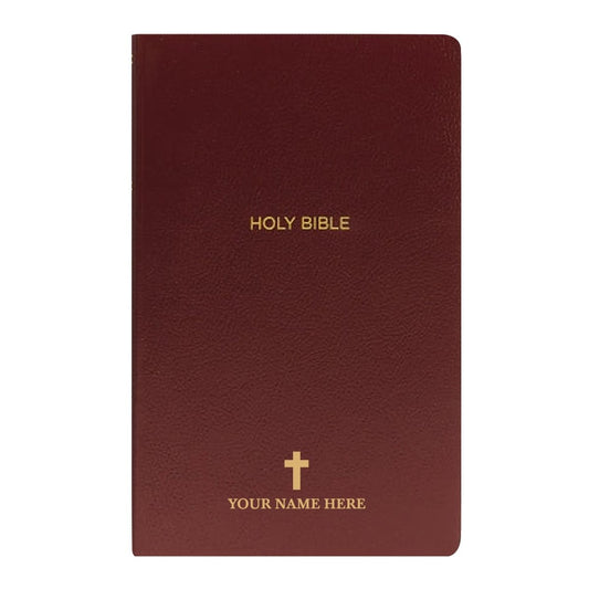 Personalized NKJV Bible New King James Version Faux Leather Holy Bible with Custom Name Small Print with Red - Highlighted Verses Burgundy | Shepherds Shelf - Shepherds Shelf