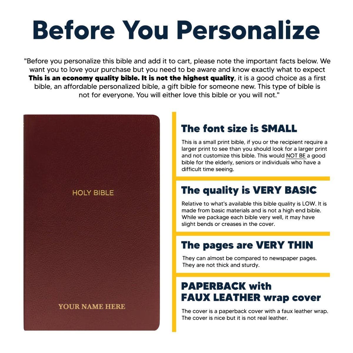 Personalized NKJV Bible New King James Version Faux Leather Holy Bible with Custom Name Small Print with Red - Highlighted Verses Burgundy | Shepherds Shelf - Shepherds Shelf