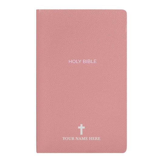 Personalized NKJV Bible New King James Version Faux Leather Holy Bible with Custom Name Small Print with Red - Highlighted Verses Pink | Shepherds Shelf - Shepherds Shelf