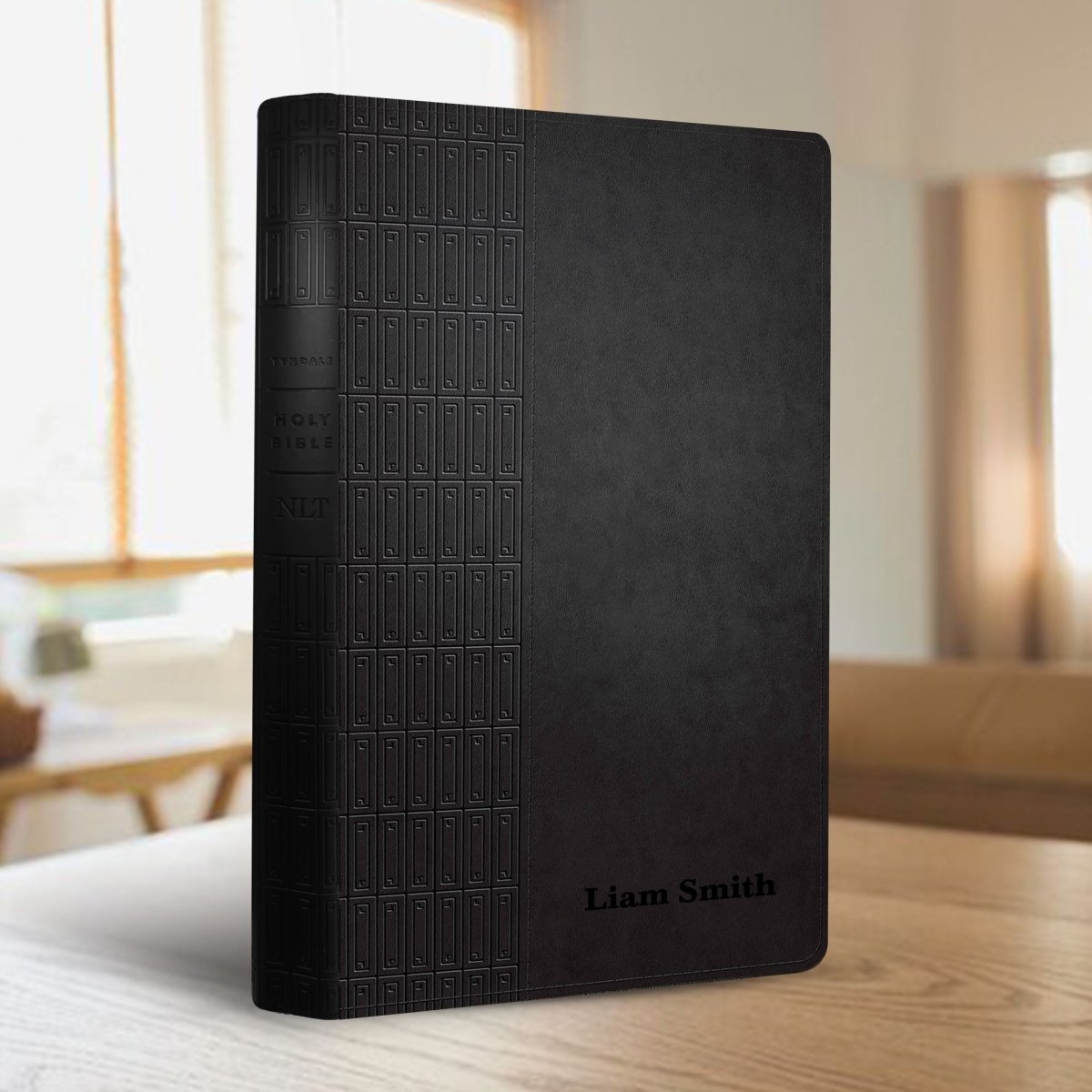 Personalized Premium Large Print NLT Holy Bible with Custom Name in Black Christian Large Print New Living Translation Bible Gift for Religious Celebrations | Shepherds Shelf - Shepherds Shelf